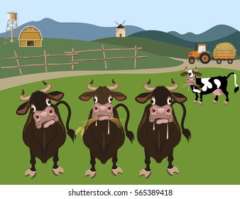 Cattle farm. Vector illustration
