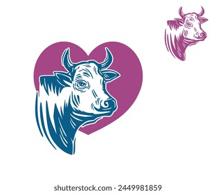 CATTLE HEAD LOGO, silhouette of great cow face vector illustrations