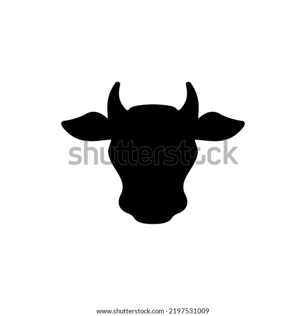Cattle Head Silhouette Icon or\
Vector Cow Head Silhouette Illustration. Cattle logo template in\
trendy style. Suitable for many purposes about Cow or\
cattle.