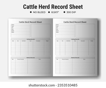 Cattle Herd Record Sheet, kdp interior 