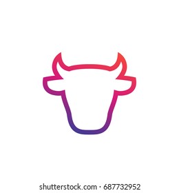 cattle icon, cow head front view, cattle farm logo element