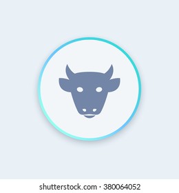 cattle icon, cattle farm sign, cow head front view, cattle ranch round icon, vector illustration