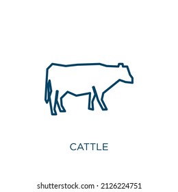 cattle icon. Thin linear cattle outline icon isolated on white background. Line vector cattle sign, symbol for web and mobile