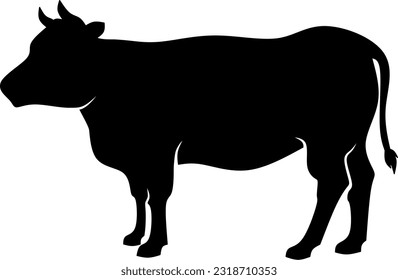 Cattle icon vector illustration. Silhouette cow icon for livestock, food, animal and eid al adha event. Graphic resource for qurban design in islam and muslim culture