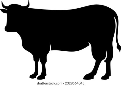 Cattle icon vector illustration. Silhouette cow icon for livestock, food, animal and eid al adha event. Graphic resource for qurban design in islam and muslim culture