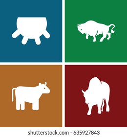 Cattle icons set. set of 4 cattle filled icons such as cow, udder