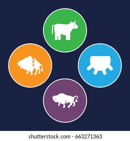 Cattle icons set. set of 4 cattle filled icons such as cow, udder