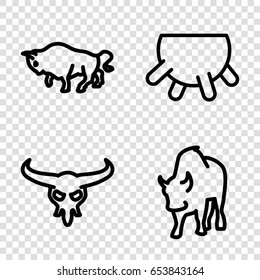 Cattle icons set. set of 4 cattle outline icons such as bull skull, buffalo