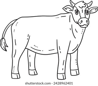 Cattle Isolated Coloring Page for Kids
