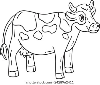 Cattle Isolated Coloring Page for Kids