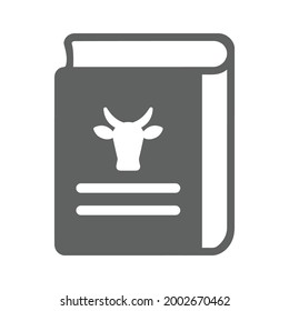 Icono del libro de aprendizaje de ganado. Gráficos vectoriales grises.