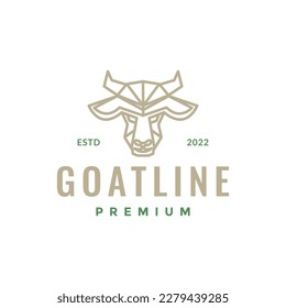 cattle livestock animal goat head polygonal line art minimal logo design vector