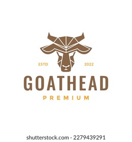 cattle livestock animal goat head polygonal minimal logo design vector