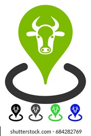 Cattle Location flat vector illustration. Cattle Location icon with gray, black, blue, green color versions.