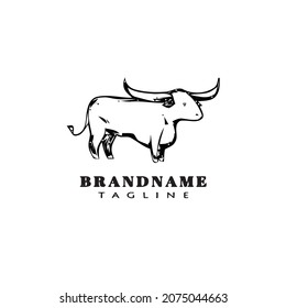 diseño de dibujos animados del logotipo de ganado bovino plantilla de icono de vector moderno negro