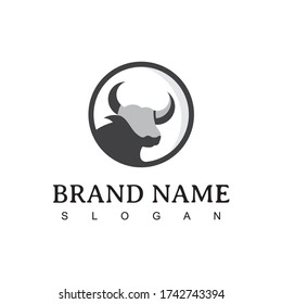 Cattle logo Design with Cow Symbol. Label for agricultural animals, natural farm products, Vector illustration of cow And Bull