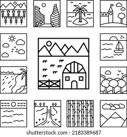 cattle outline icon in a collection with other items