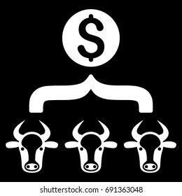 Cattle Result Money vector icon. Flat white symbol. Pictogram is isolated on a black background. Designed for web and software interfaces.