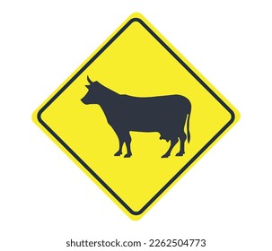 Cattle road sign. Concept of animal crossing traffic.
