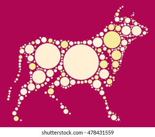 Cattle shape vector design by color point