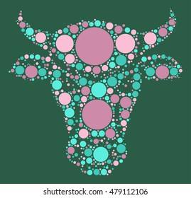 Cattle shape vector design by color point