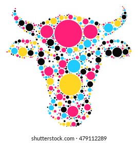 Cattle shape vector design by color point
