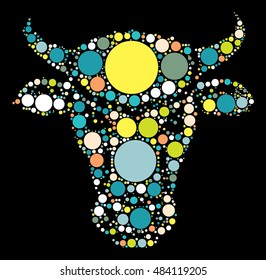 Cattle shape vector design by color point
