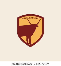 Cattle shield badge logo vector graphic illustration on background