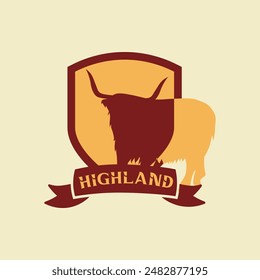 Cattle shield badge logo vector graphic illustration on background