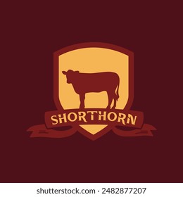 Cattle shield badge logo vector graphic illustration on background