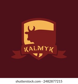 Cattle shield badge logo vector graphic illustration on background