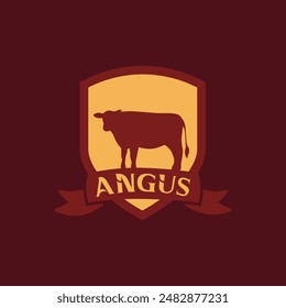 Cattle shield badge logo vector graphic illustration on background