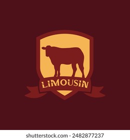 Cattle shield badge logo vector graphic illustration on background