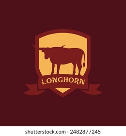 Cattle shield badge logo vector graphic illustration on background
