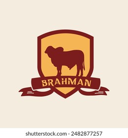 Cattle shield badge logo vector graphic illustration on background