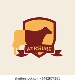 Cattle shield badge logo vector graphic illustration on background
