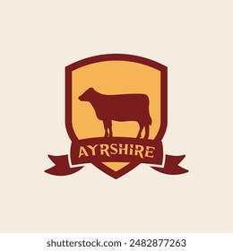Cattle shield badge logo vector graphic illustration on background