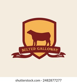 Cattle shield badge logo vector graphic illustration on background