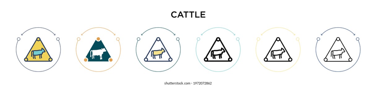 Cattle sign icon in filled, thin line, outline and stroke style. Vector illustration of two colored and black cattle sign vector icons designs can be used for mobile, ui, web