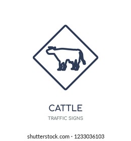 cattle sign icon. cattle sign linear symbol design from Traffic signs collection. Simple outline element vector illustration on white background