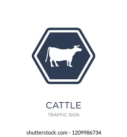 cattle sign icon. Trendy flat vector cattle sign icon on white background from traffic sign collection, vector illustration can be use for web and mobile, eps10