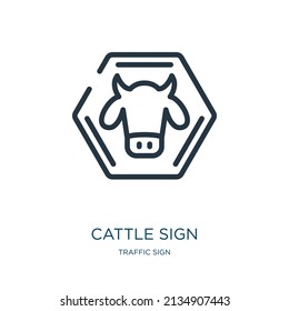 cattle sign thin line icon. beef, cattle linear icons from traffic sign concept isolated outline sign. Vector illustration symbol element for web design and apps.