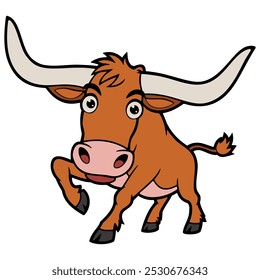 cattle texas longhorn,Farm, curious cow looking at you - vector image