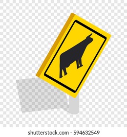 Cattle traffic warning isometric icon 3d on a transparent background vector illustration