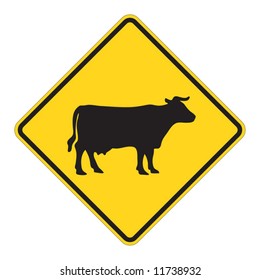 Cattle traffic warning on white