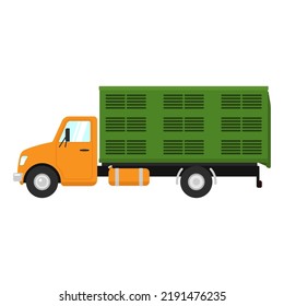 Cattle truck icon. Vehicle for transporting animals. Color silhouette. Side view. Vector simple flat graphic illustration. Isolated object on a white background. Isolate.