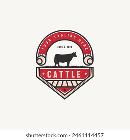 Cattle vintage logo design for beef meat stamp 2 