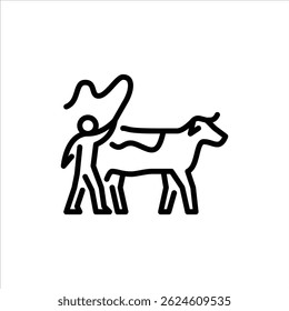 cattle whip outline icon. farm activity line art illustration.