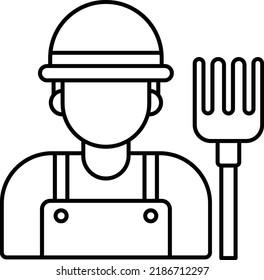 cattleman or Rancher vector line icon design, Farming and Agriculture symbol, village life Sign, Rural and Livestock stock illustration, farmworker or agricultural worker Concept