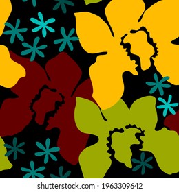 Cattleya orchid vector colorful tropical orchid flora seamless pattern